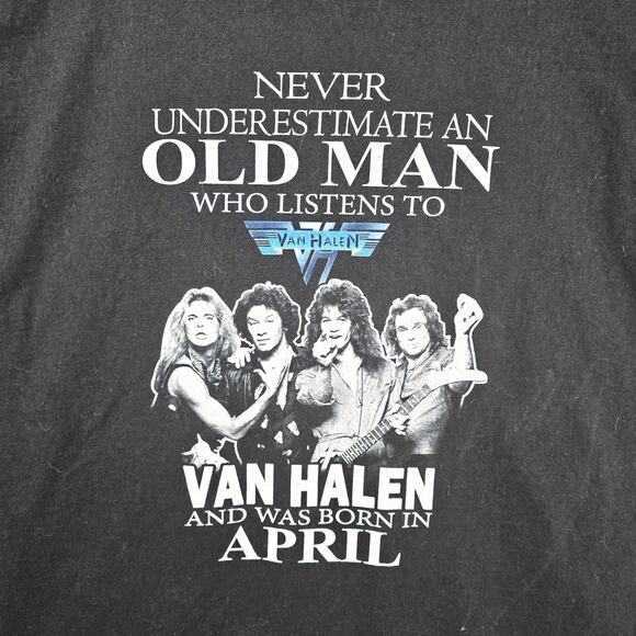 Never Underestimate An Old Man Listens To Van Halen Shirt Mens XXL Born April - Picture 3 of 7